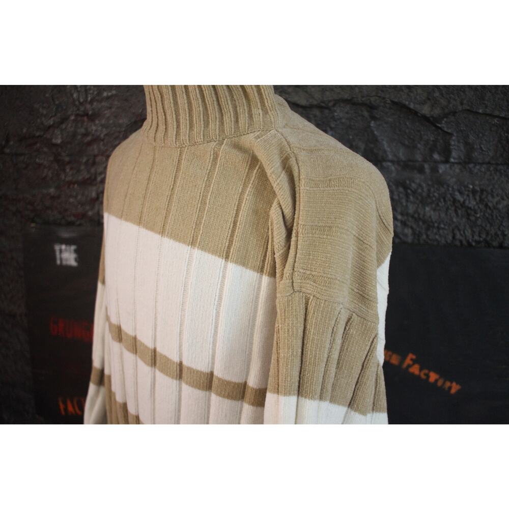 Vintage Southpole Chenille Turtleneck Sweater XL Tan Cream Hip Hop Y2K Knit - Picture 2 of 9